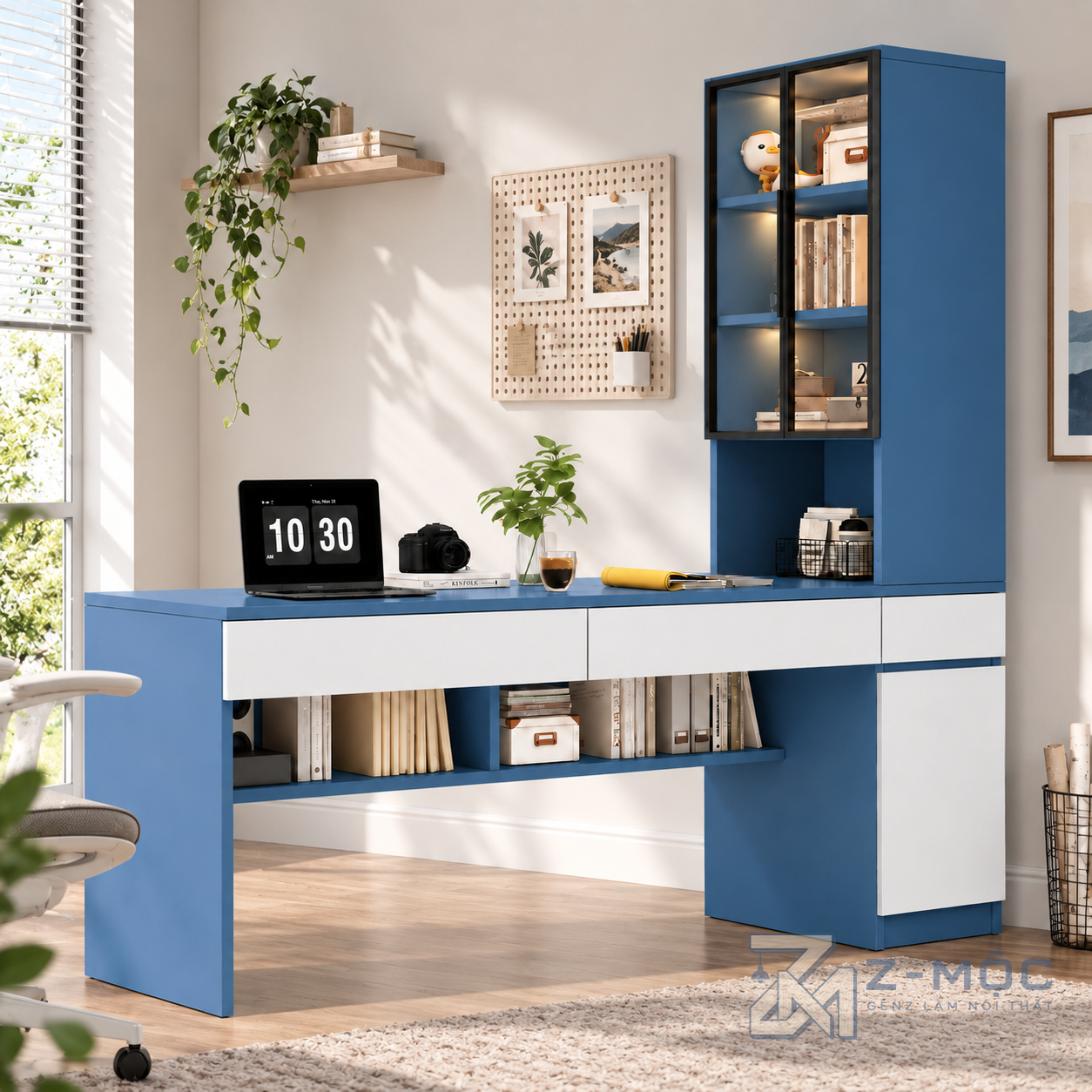 Bàn Học Liền Kệ Sách Cánh Kính Hiện Đại ZM-70057 - ảnh chi tiết 7
