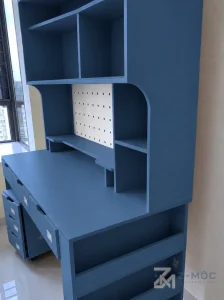 Bàn Học Liền Kệ Sách Kèm Kệ Di Động Màu Xanh Trắng ZM-70073 - ảnh chi tiết 4