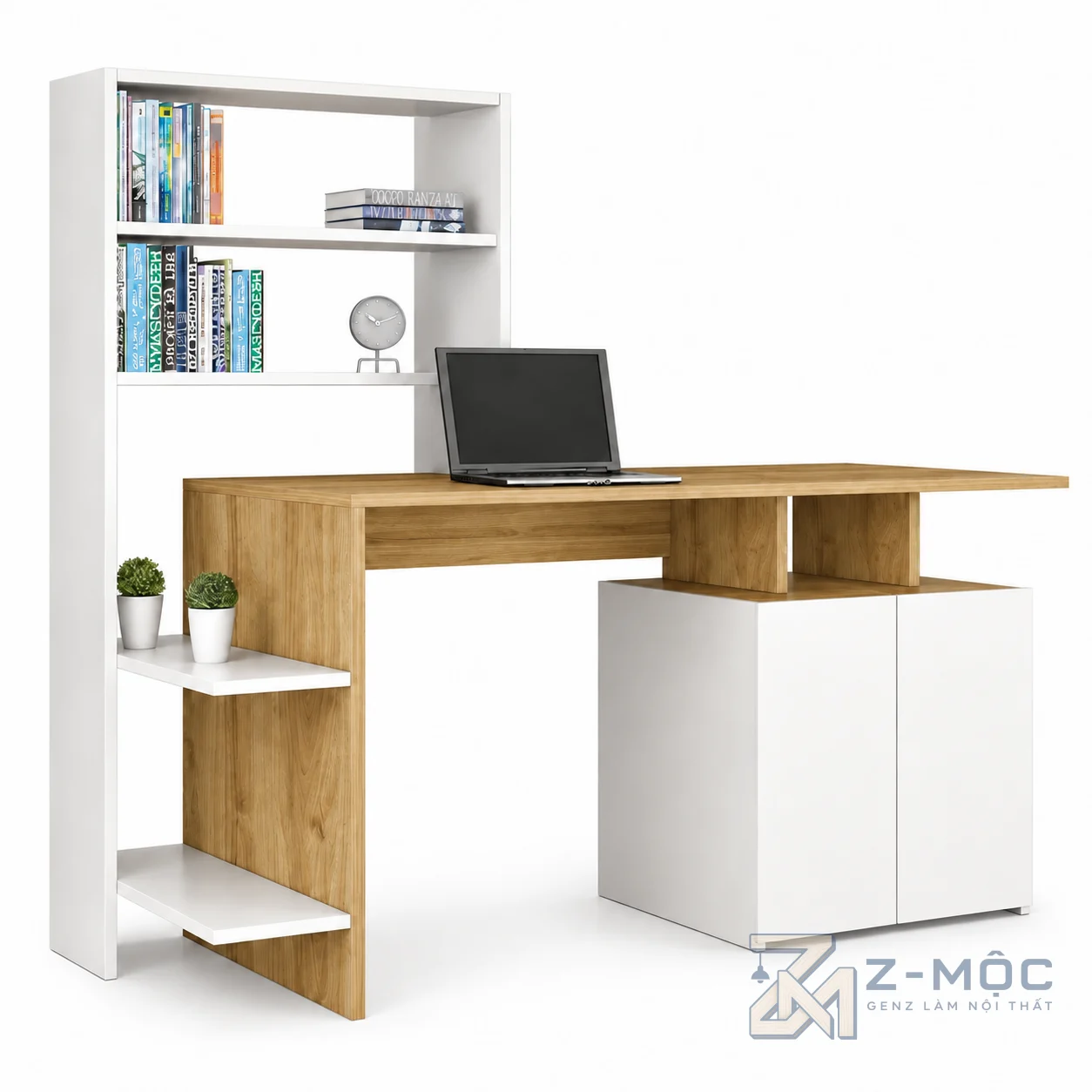 Bàn Học Liền Kệ Sách Kiểu Dáng Nhỏ Gọn Độc Đáo ZM-70081 - ảnh chi tiết 1