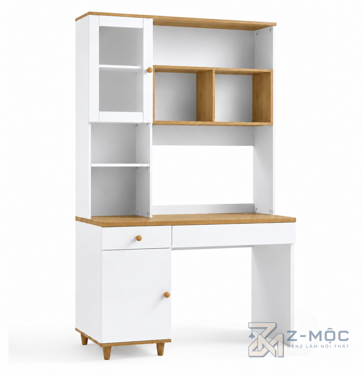 Bàn Học Liền Kệ Sách Màu Trắng Xanh Hiện Đại ZM-70083 - ảnh chi tiết 1