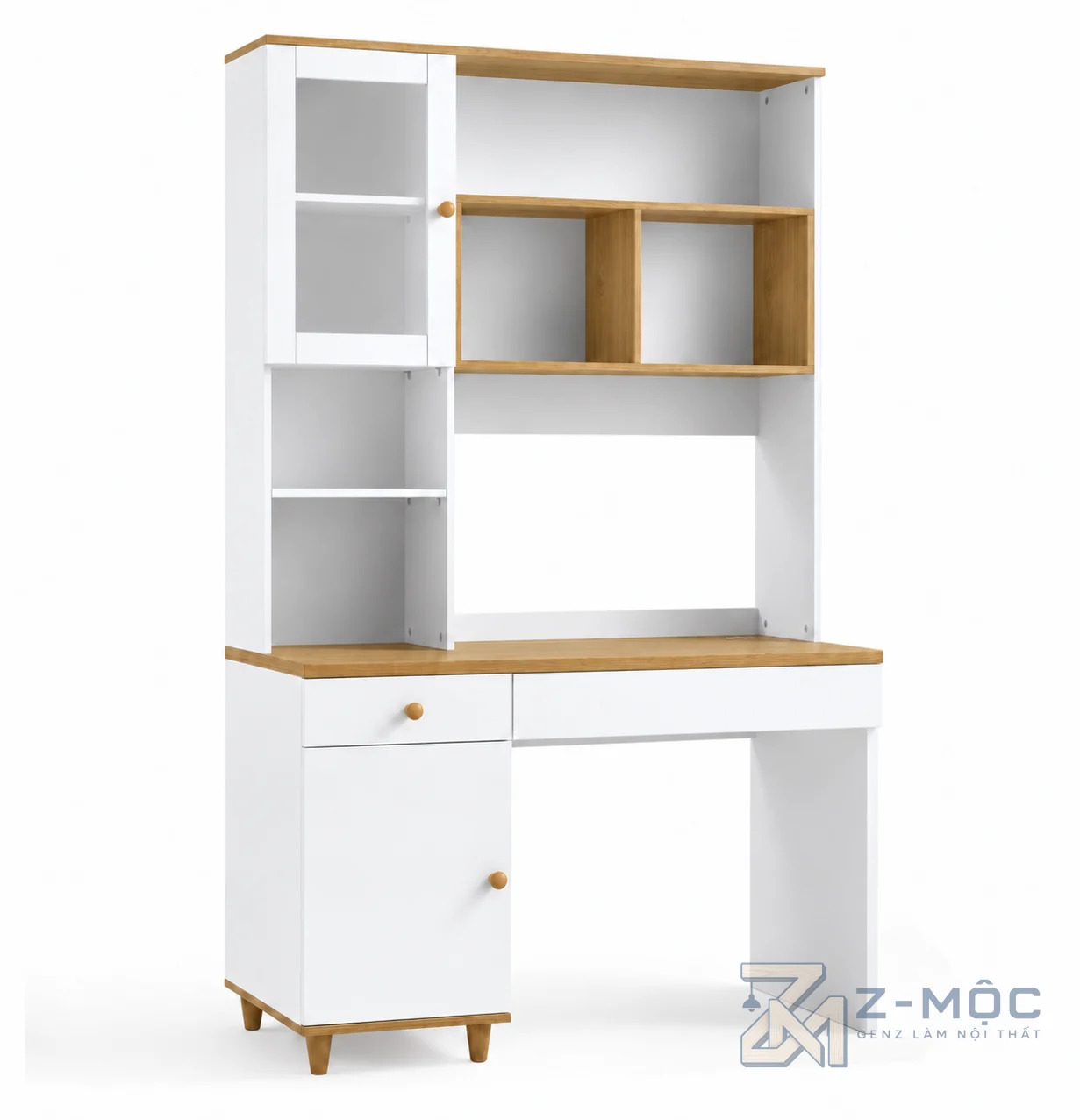 Bàn Học Liền Kệ Sách Màu Trắng Xanh Hiện Đại ZM-70083 - ảnh chi tiết 1
