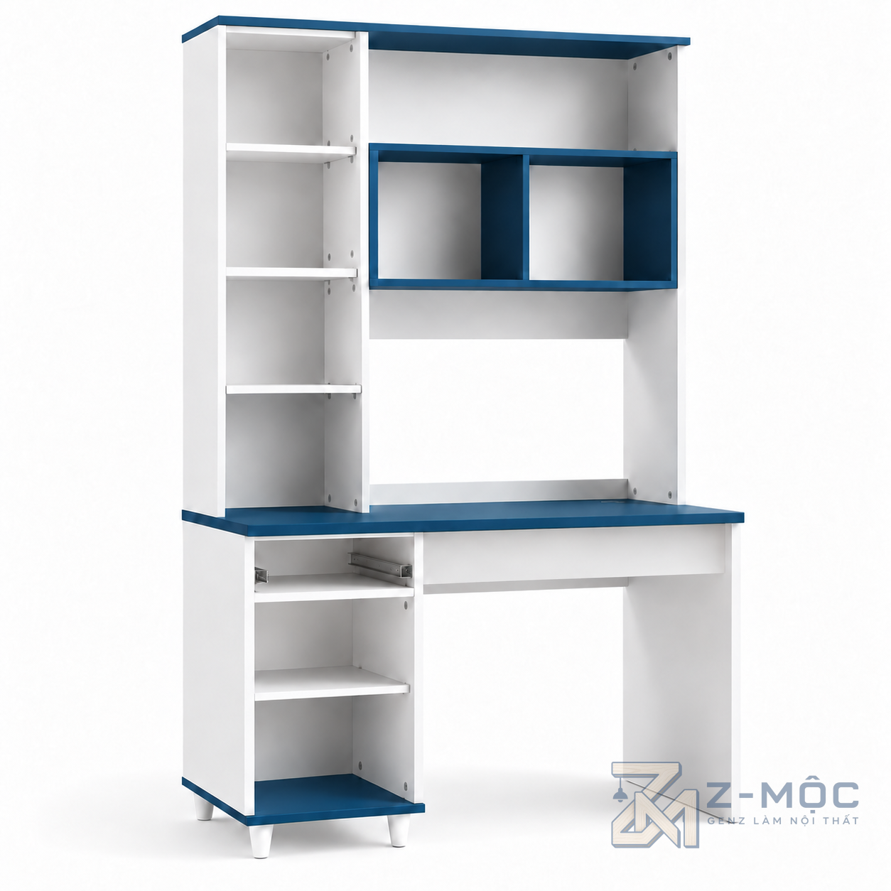 Bàn Học Liền Kệ Sách Màu Trắng Xanh Hiện Đại ZM-70083 - ảnh chi tiết 7