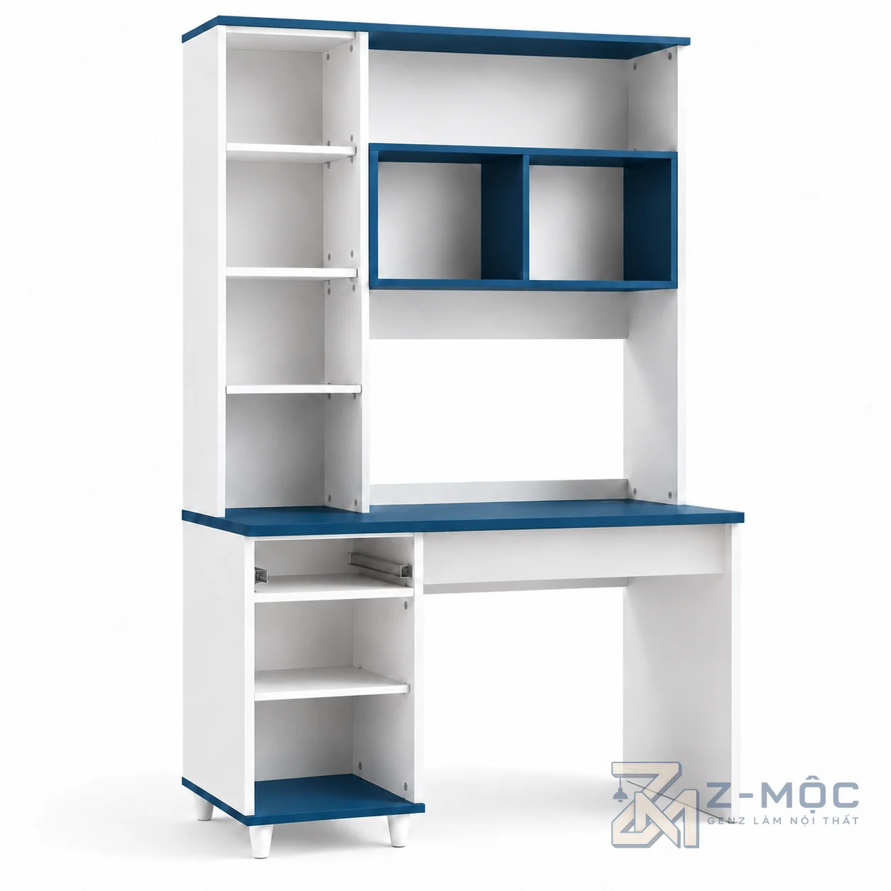 Bàn Học Liền Kệ Sách Màu Trắng Xanh Hiện Đại ZM-70083 - ảnh chi tiết 7