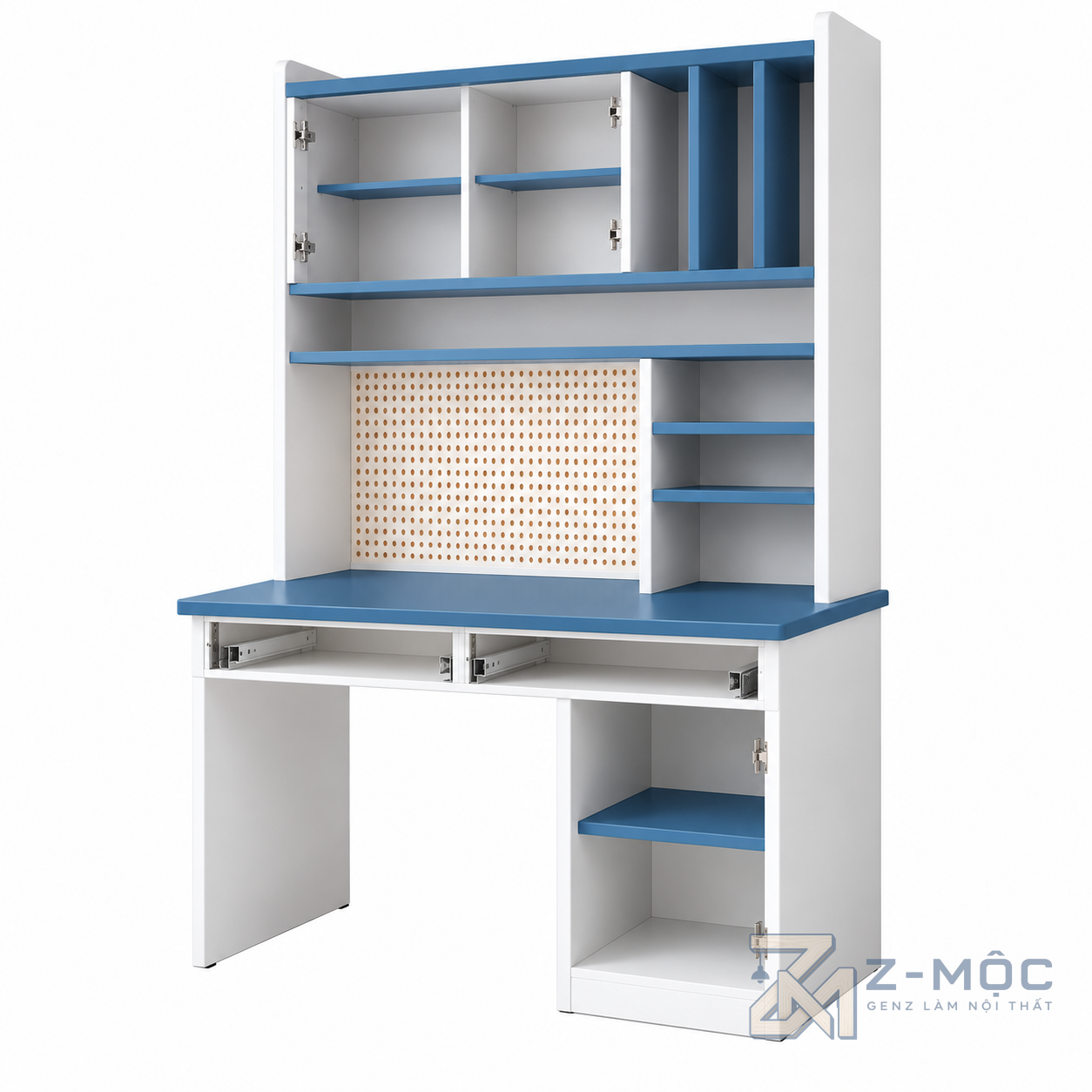 Bàn Học Trẻ Em Liền Tủ Kệ Trắng Xanh ZM-70078 - ảnh chi tiết 6