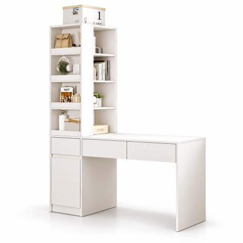 Bàn Học Và Làm Việc Trắng Liền Tủ Kệ Đa Tầng ZM-70060 - 1400x550x1800mm - ZM-70060.2