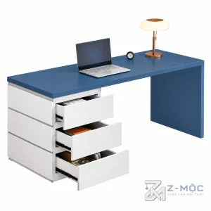 Bàn Làm Việc 3 Ngăn Kéo Phối Xanh Trắng Đơn Giản ZM-70075 - ảnh chi tiết 6