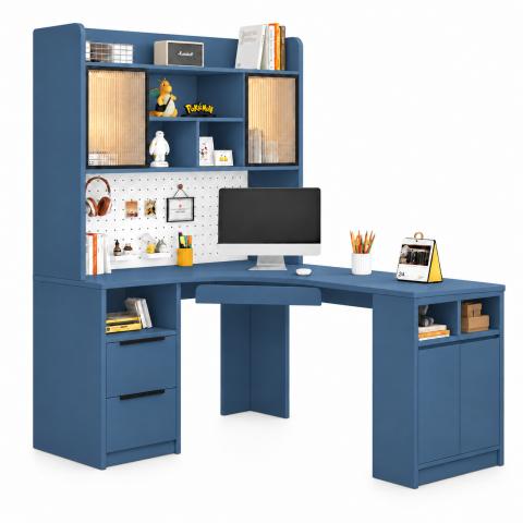 Bàn Làm Việc Chữ L Liền Tủ Kệ Đa Năng ZM-70072 - 1200x600x750mm + Kệ 1200x400x1800mm - ZM-70072.1