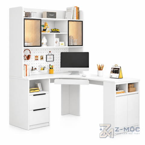Bàn Làm Việc Chữ L Liền Tủ Kệ Đa Năng ZM-70072 - ảnh chi tiết 1