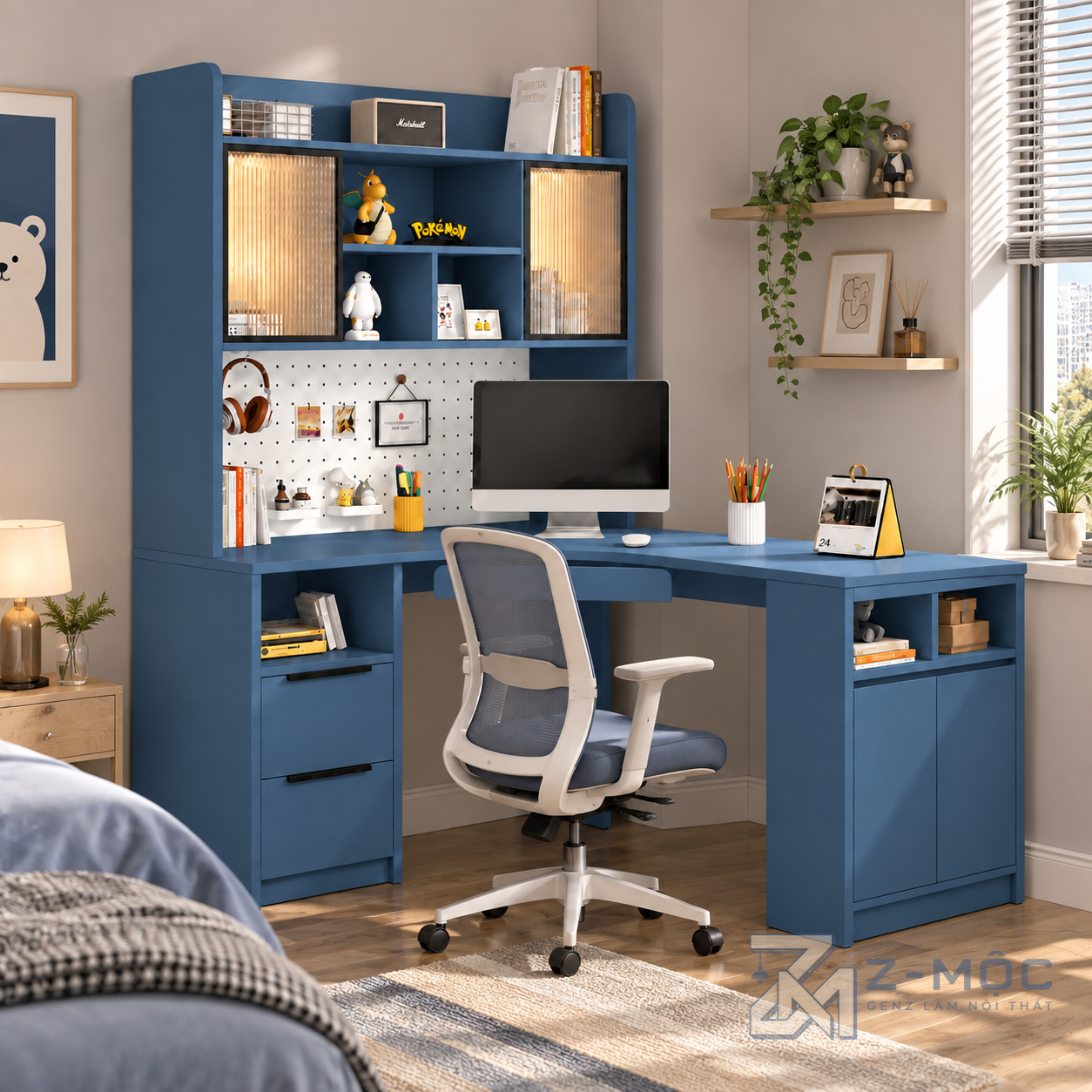 Bàn Làm Việc Chữ L Liền Tủ Kệ Đa Năng ZM-70072 - ảnh chi tiết 7
