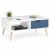 Bàn Trà Phòng Khách Có Ngăn Kéo Chân Gỗ ZM-91004 - 800x450x400mm - ZM-91004.1
