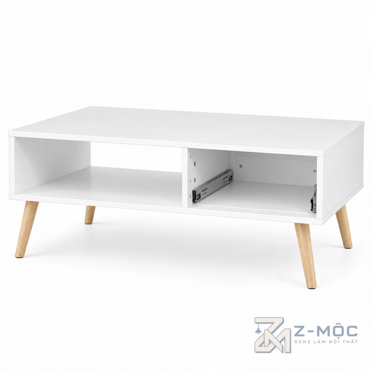 Bàn Trà Phòng Khách Có Ngăn Kéo Chân Gỗ ZM-91004 - ảnh chi tiết 6
