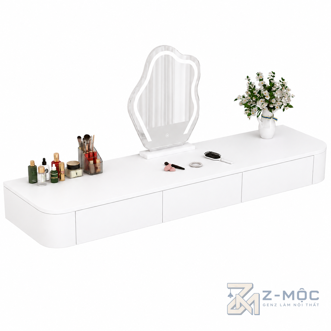 Bàn Trang Điểm Trắng Treo Tường Gọn Gàng ZM-12010 - 1600x400x180mm - ZM-12010.2
