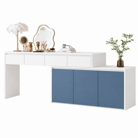 Bàn Trang Điểm Xanh Trắng Có Tủ Lưu Trữ ZM-12006 - 1600x400x750mm + Tủ 1200x400x550mm - ZM-12006.2