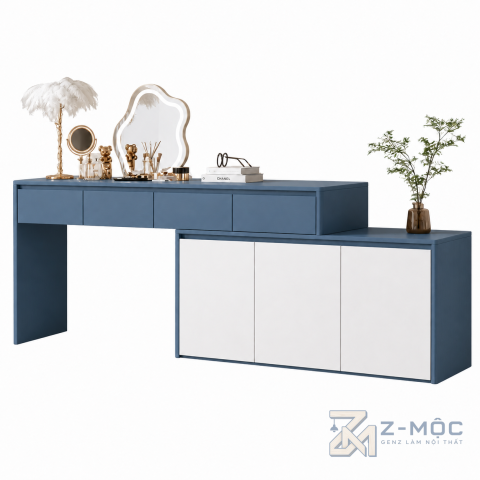 Bàn Trang Điểm Xanh Trắng Có Tủ Lưu Trữ ZM-12006 - ảnh chi tiết 1