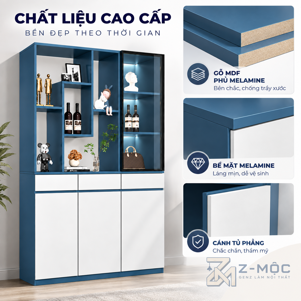 Chất liệu gỗ MDF phủ melamine
