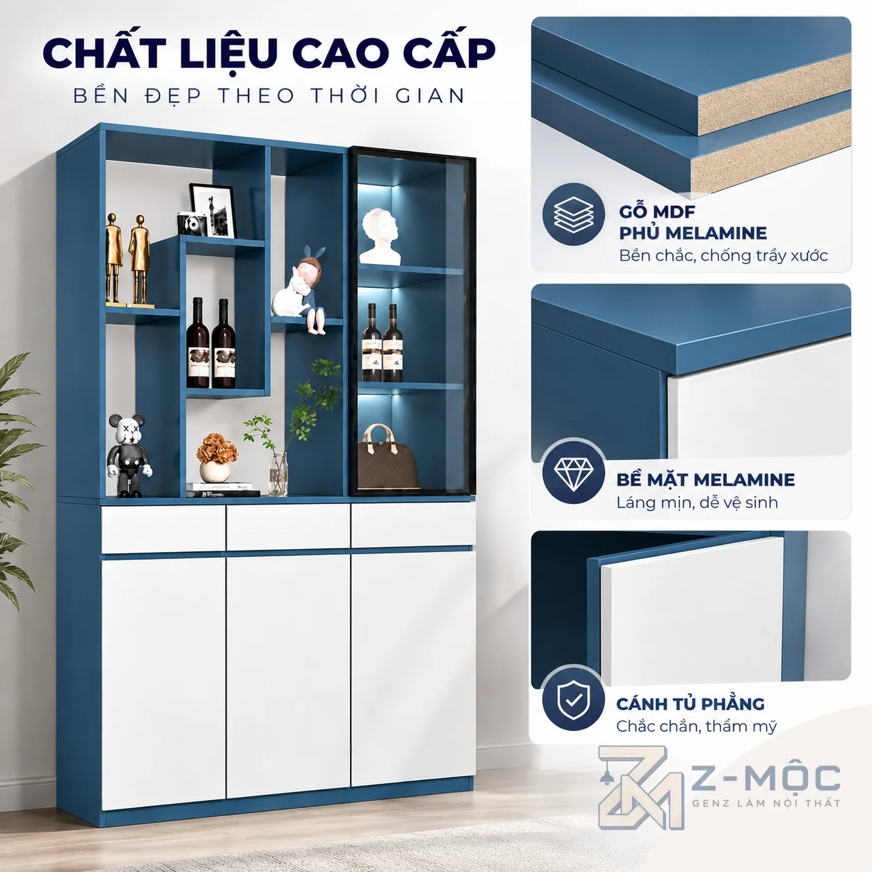 Chất liệu gỗ MDF phủ melamine