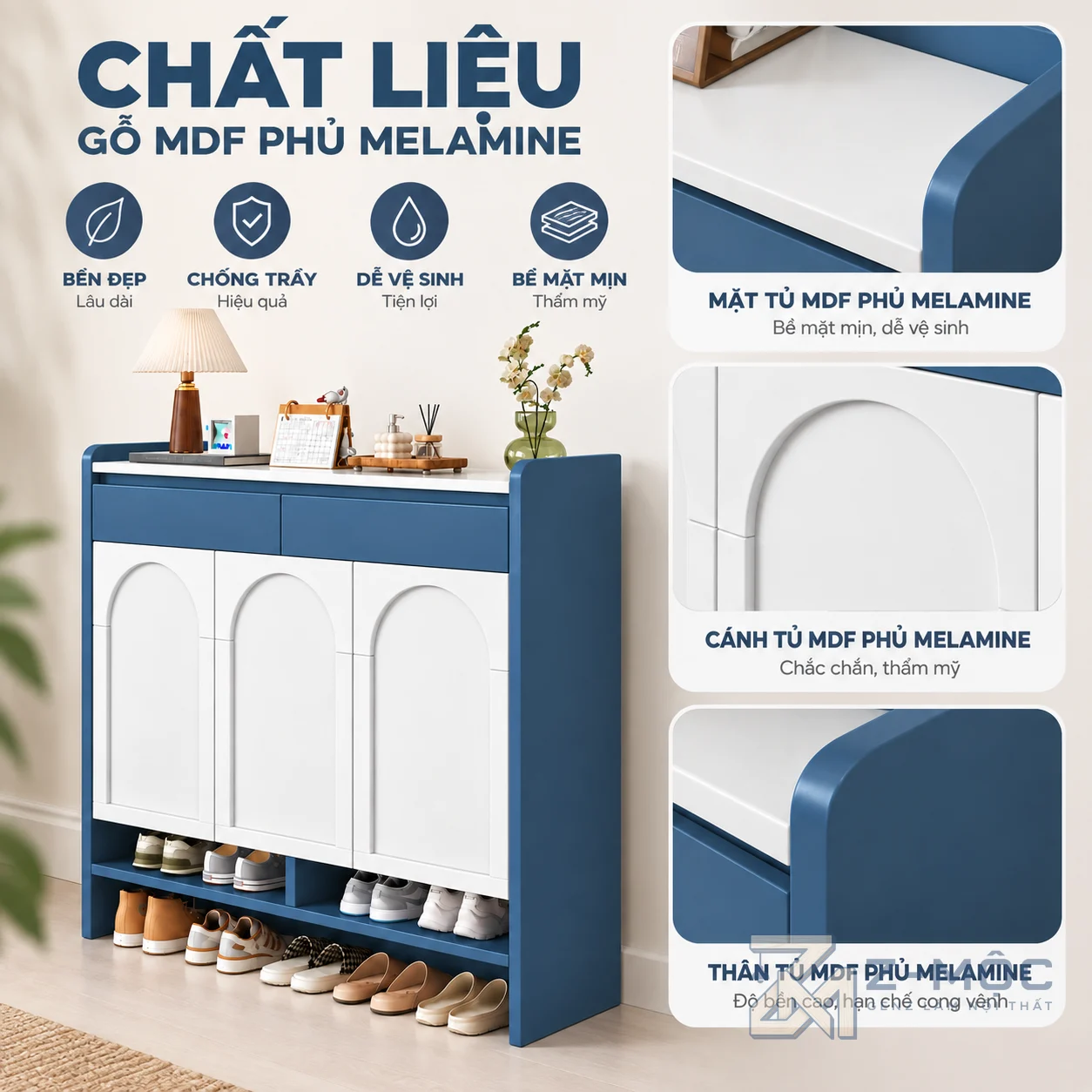 Chất liệu gỗ MDF phủ Melamine