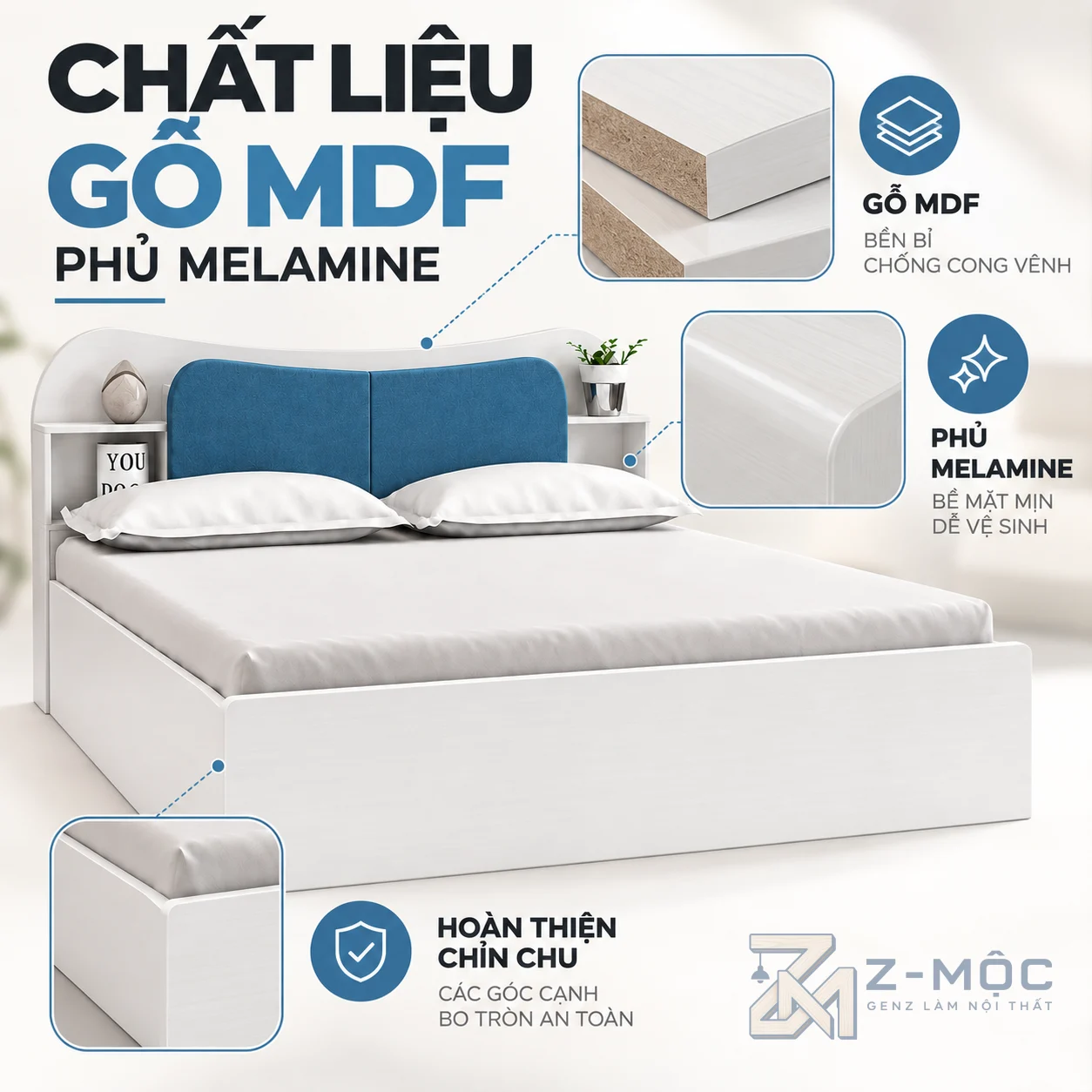Chất liệu gỗ MDF phủ Melamine