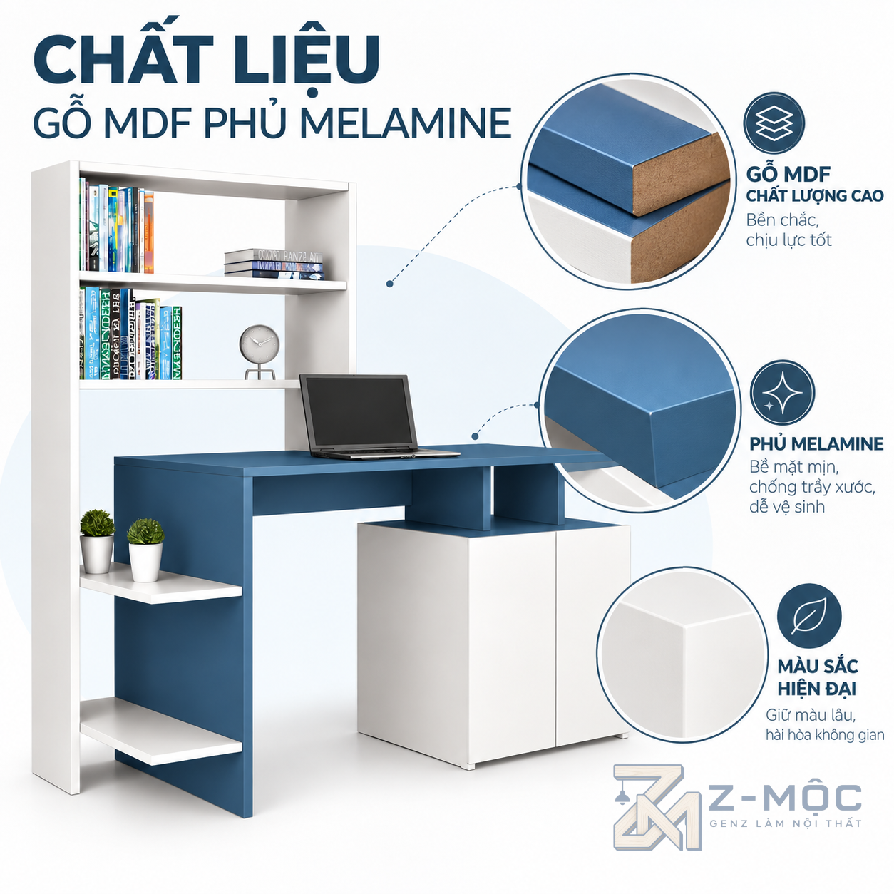 Chất liệu gỗ MDF phủ Melamine