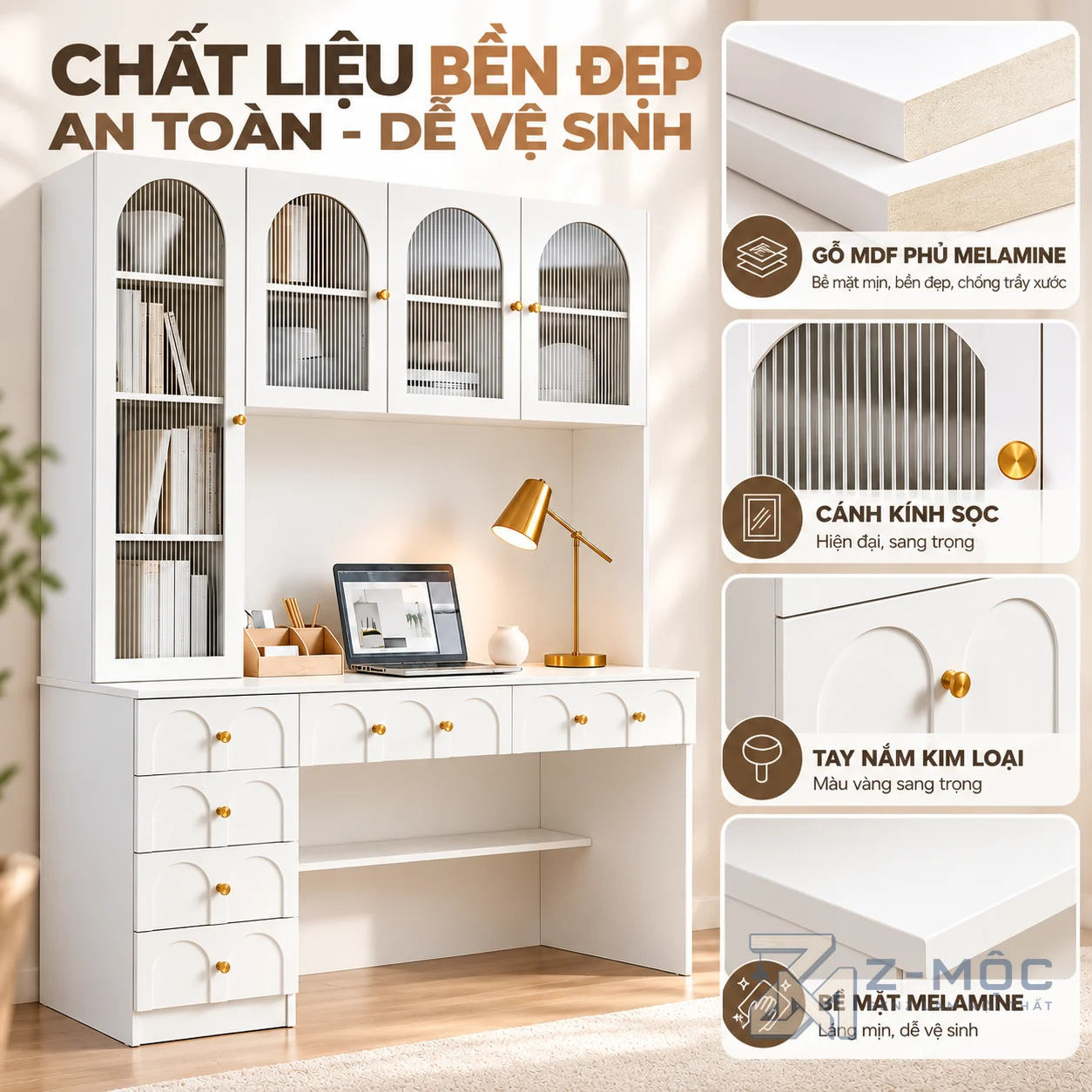Chất liệu gỗ MDF phủ Melamine bền đẹp