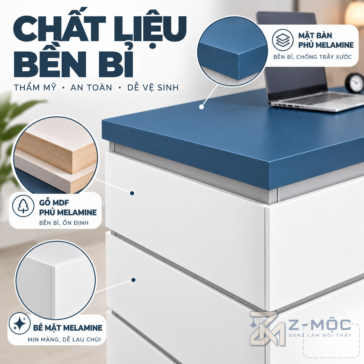 Thiết kế xanh trắng đơn giản, hiện đại