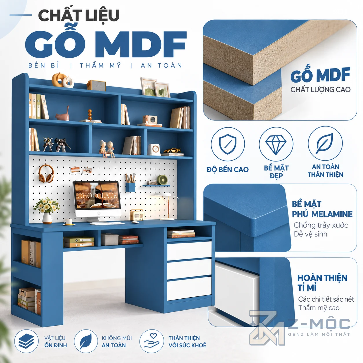 Chất liệu gỗ phủ Melamine