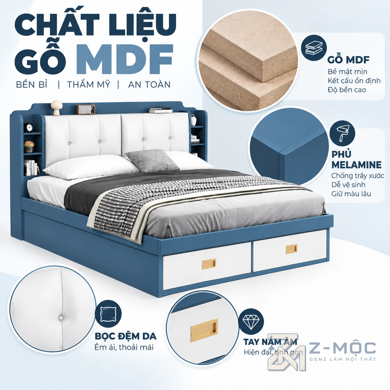 Chất liệu gỗ phủ Melamine bền đẹp