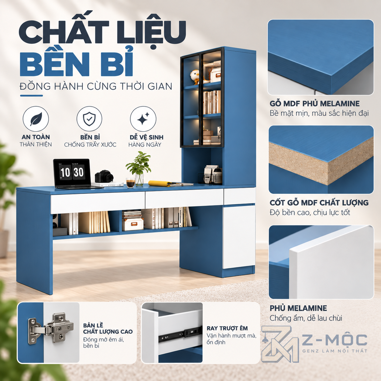 Chất liệu gỗ phủ Melamine