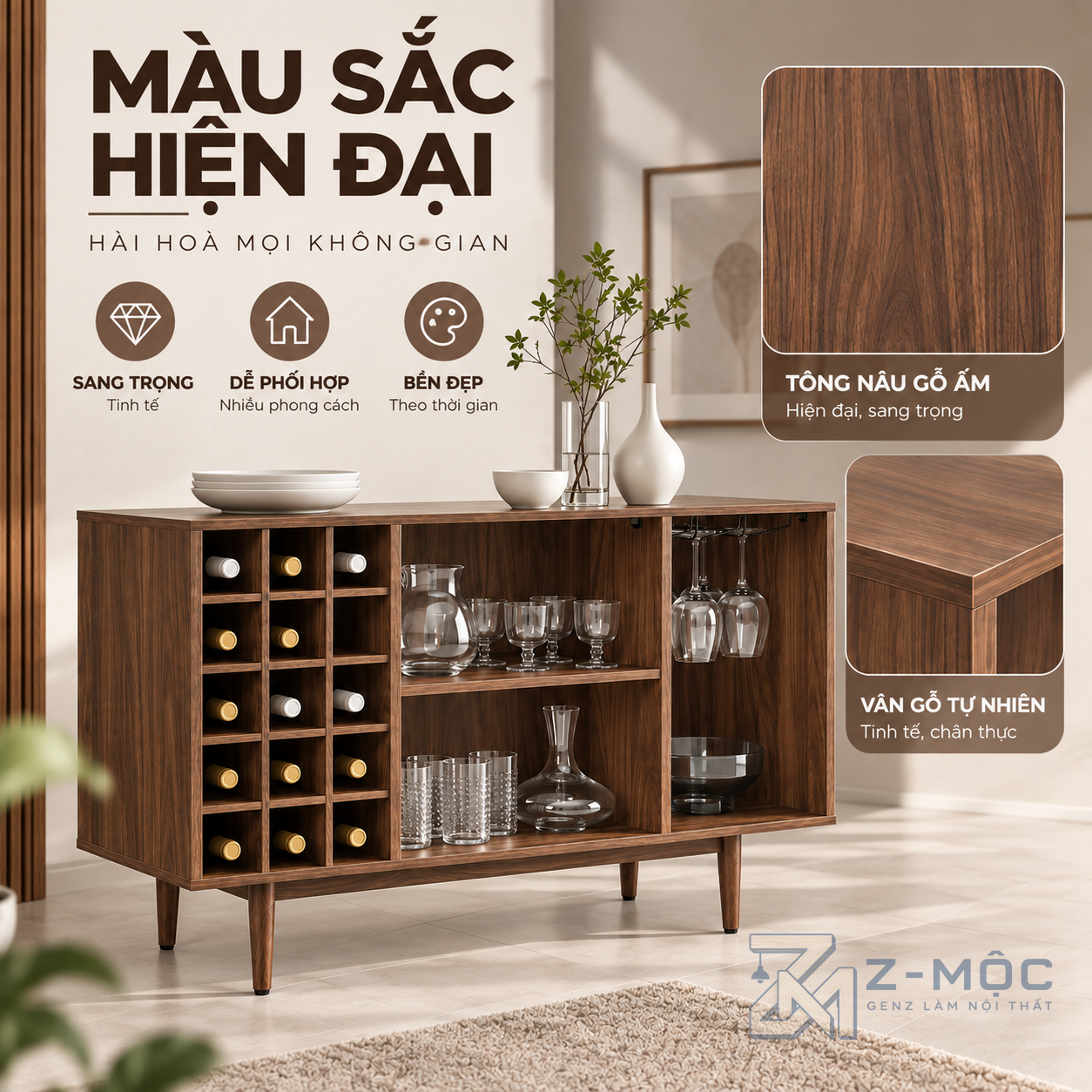 Dễ bố trí trong phòng khách và phòng ăn