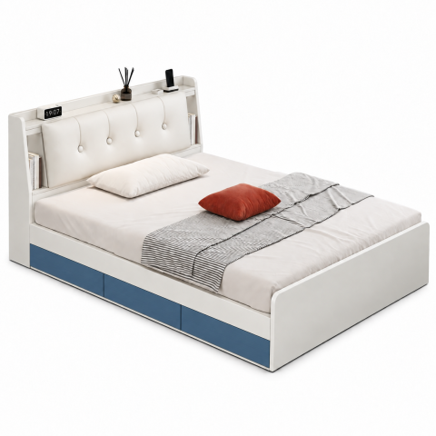 Giường Ngủ Có Kệ Đầu Giường Bọc Nệm Hiện Đại ZM-11046 - 1600x2000mm - ZM-11046.2