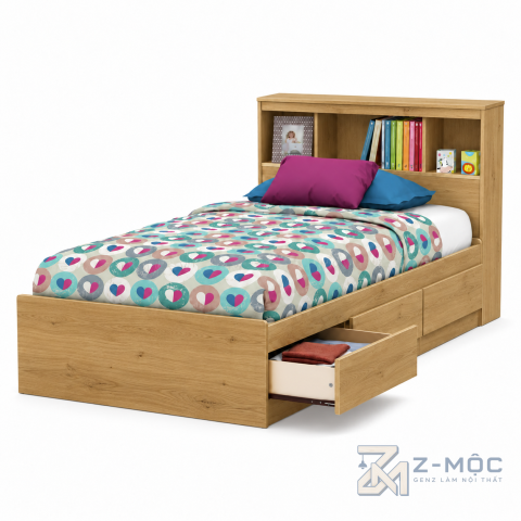 Giường Ngủ Có Kệ Sách Đầu Giường Và Ngăn Kéo ZM-10051 - ảnh chi tiết 1