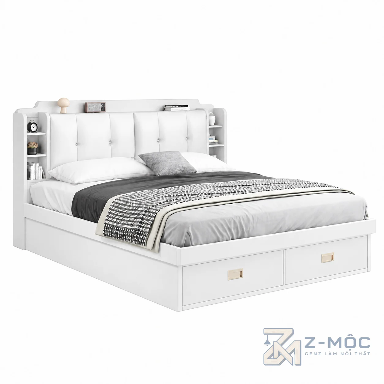 Giường Ngủ Có Kệ Và Nệm Đầu Giường ZM-11045 - ảnh chi tiết 1
