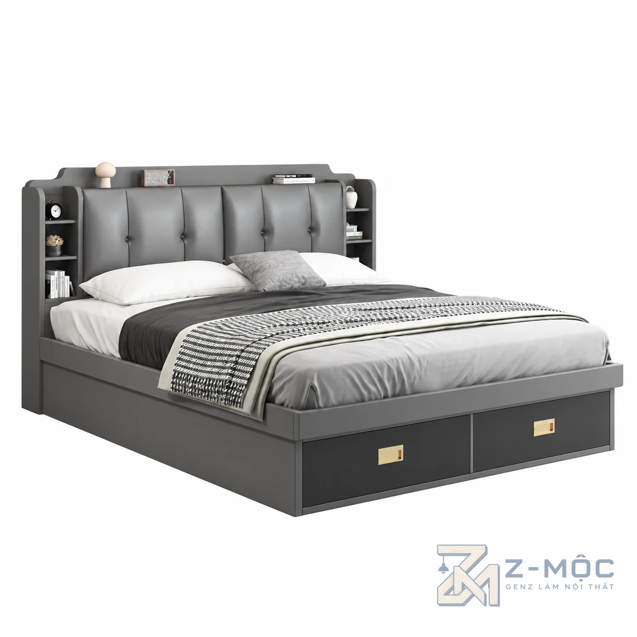 Giường Ngủ Có Kệ Và Nệm Đầu Giường ZM-11045 - ảnh chi tiết 2