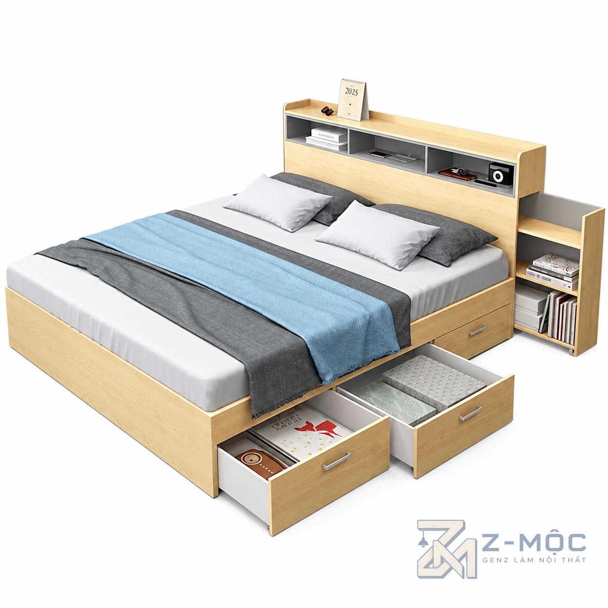 Giường Ngủ Có Tủ Kệ Đầu Giường Tiện Ích ZM-11050 - ảnh chi tiết 1