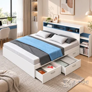 Giường Ngủ Có Tủ Kệ Đầu Giường Tiện Ích ZM-11050 - ảnh chi tiết 6