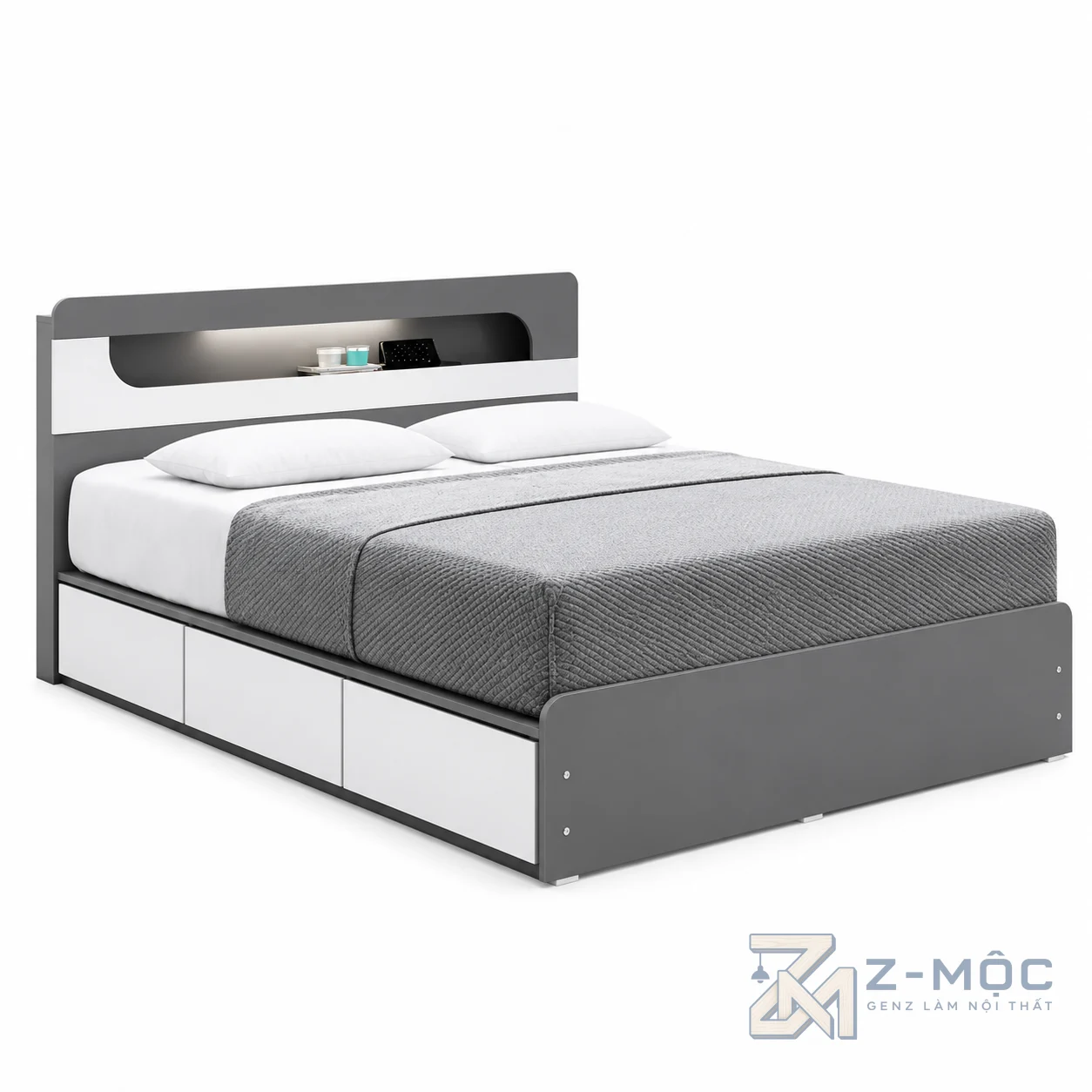 Giường Ngủ Gỗ Công Nghiệp Có Ngăn Kéo Hiện Đại ZM-11039 - ảnh chi tiết 1