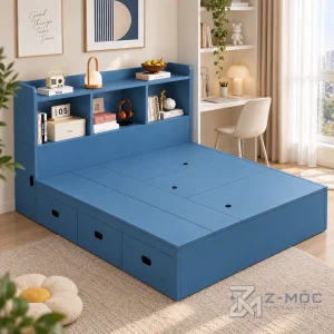 Giường Ngủ Trắng Đa Năng Nhiều Ngăn Lưu Trữ ZM-10041 - ảnh chi tiết 7