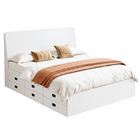 Giường Ngủ Trắng Nhiều Ngăn Kéo Tiện Ích ZM-11043 - 1600x2000mm - ZM-11043.2