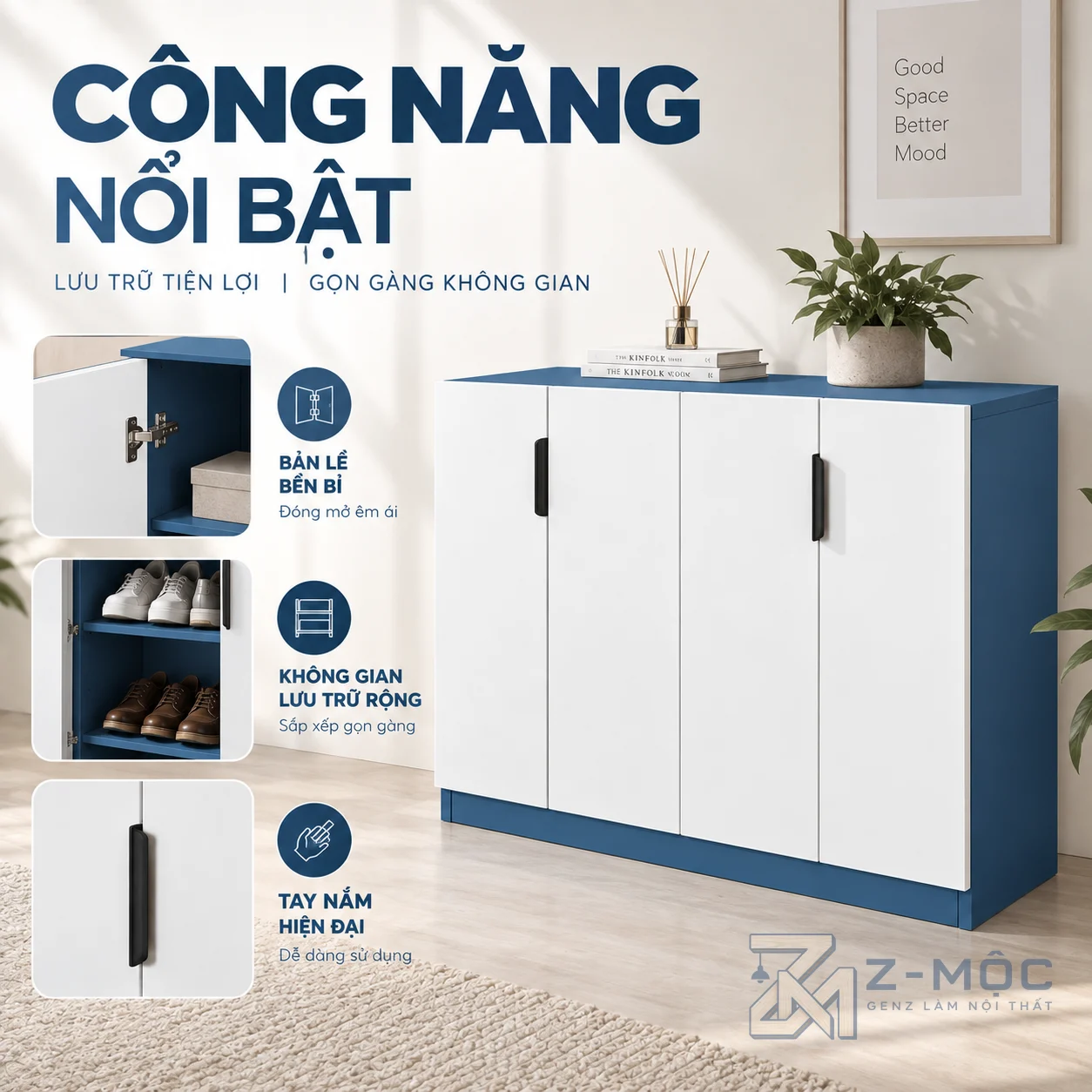 Không gian lưu trữ rộng rãi, dễ sắp xếp