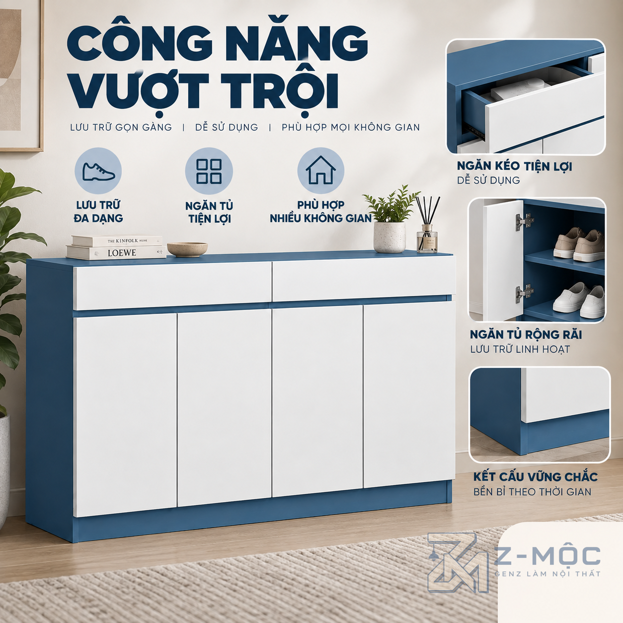 Không gian lưu trữ rộng rãi, tiện dụng