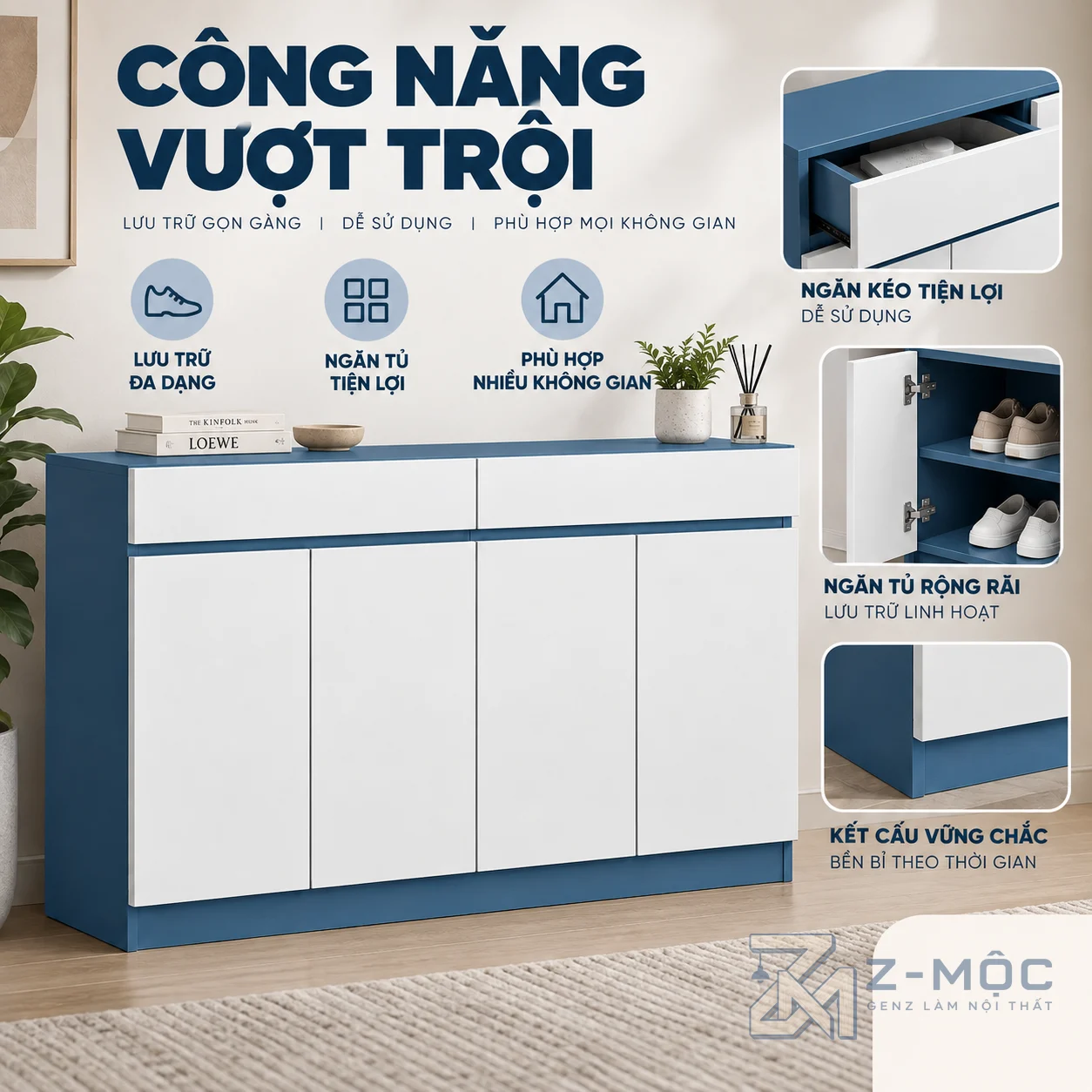Không gian lưu trữ rộng rãi, tiện dụng