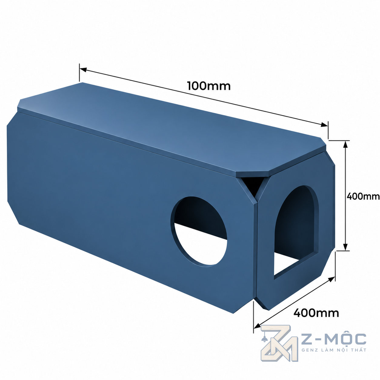Kích thước chi tiết Bàn Trà Dáng Hộp Đơn Giản, Gọn Gàng ZM-91002