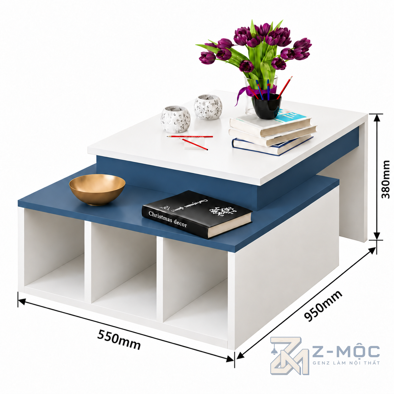 Kích thước chi tiết Bàn Trà Gỗ Công Nghiệp Thiết Kế Độc Đáo ZM-91003