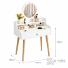 Kích thước chi tiết Bàn Trang Điểm Trắng Nhỏ Gọn Chân Gỗ ZM-12005