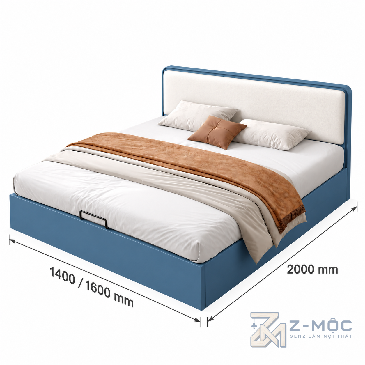 Kích thước chi tiết Giường Ngủ Bọc Nệm Đầu Giường Êm Ái ZM-11040