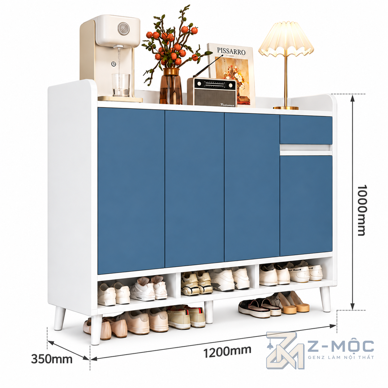 Kích thước chi tiết Tủ Giày Gỗ Công Nghiệp Thiết Kế Hiện Đại ZM-95001 2
