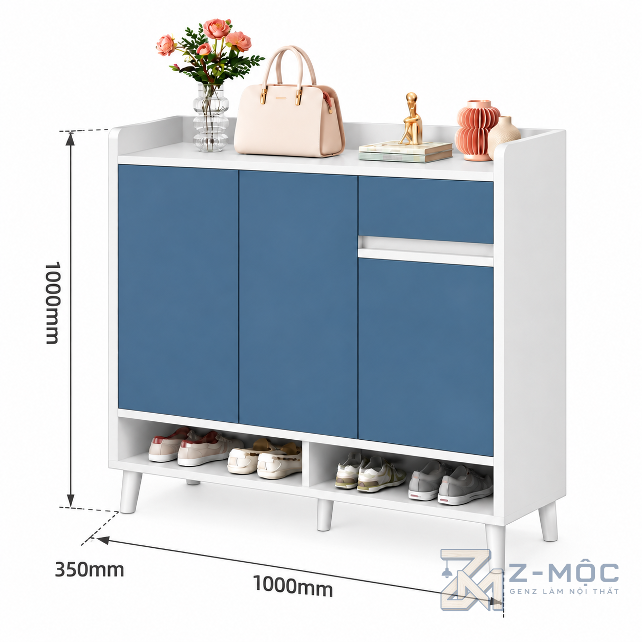 Kích thước chi tiết Tủ Giày Gỗ Công Nghiệp Thiết Kế Hiện Đại ZM-95001 3