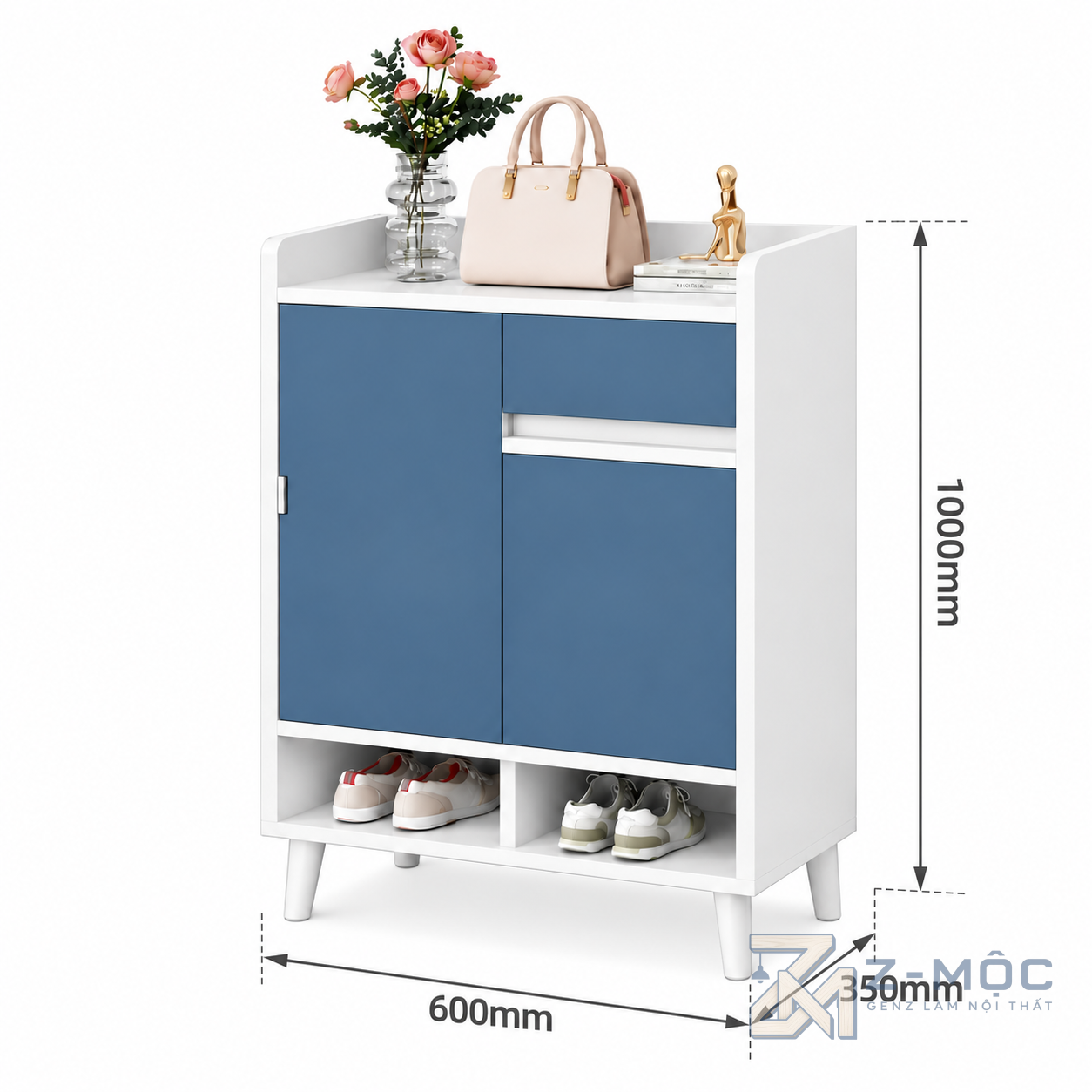 Kích thước chi tiết Tủ Giày Gỗ Công Nghiệp Thiết Kế Hiện Đại ZM-95001