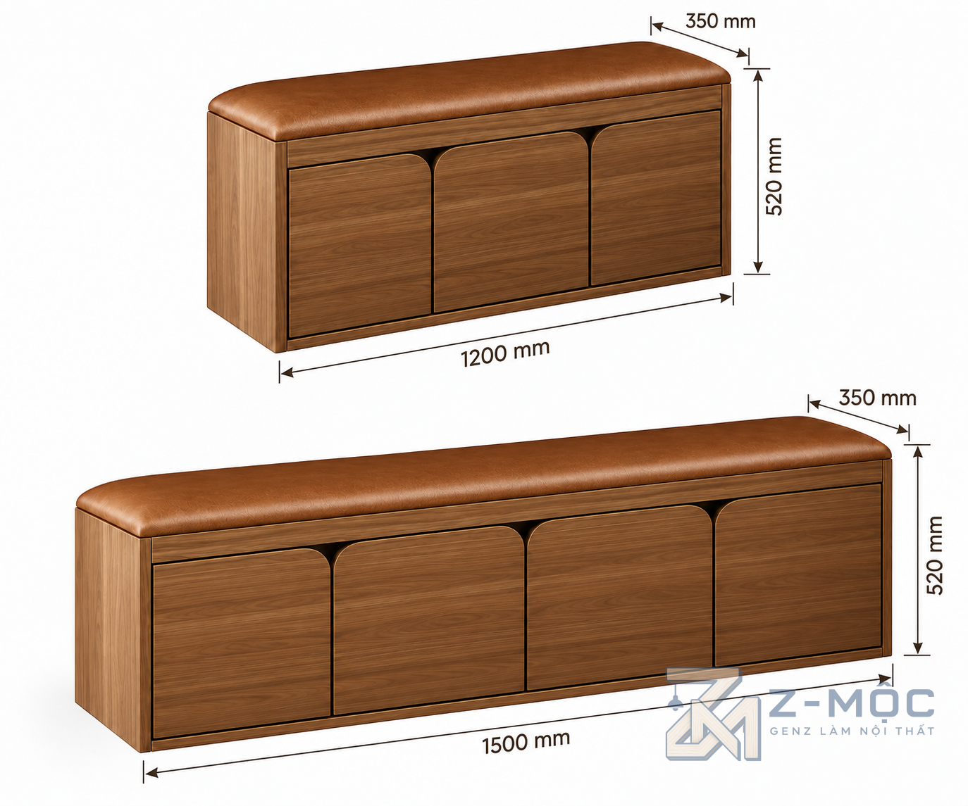 Kích thước chi tiết Tủ Giày Nhỏ Gọn Tiện Lợi Có Ghế Ngồi ZM-95010