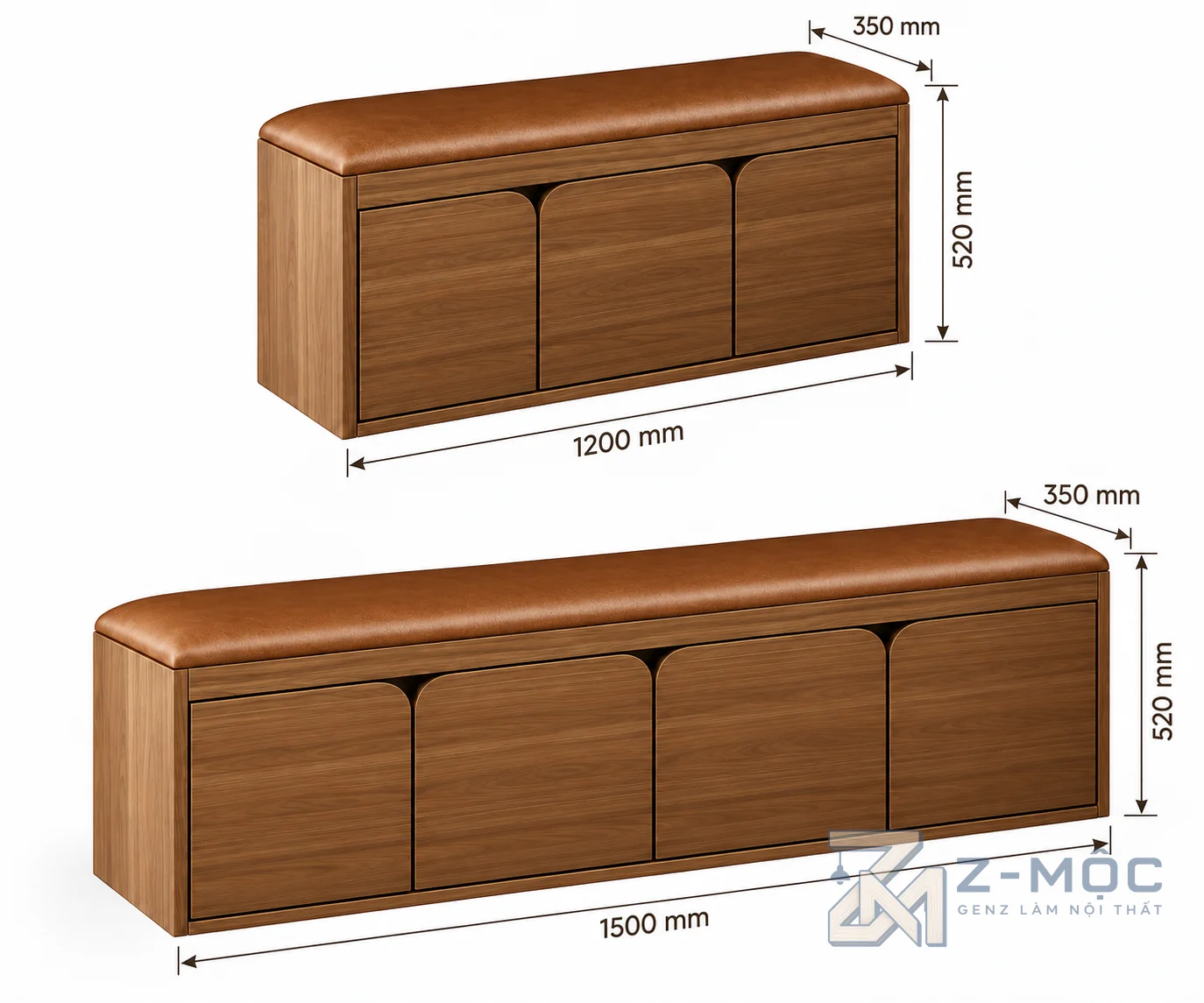 Kích thước chi tiết Tủ Giày Nhỏ Gọn Tiện Lợi Có Ghế Ngồi ZM-95010